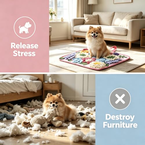 Snuffle Mat for Dogs, Slow Feeder Dog Puzzle Toy, Pet Enrichment Mat - size: 15"L x 15"W