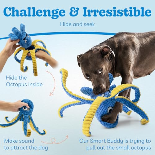Interactive Dog Toys, 4 Pack Octopus Squeaky Hide And Seek Large Dog Toys - color: 4 Pack Octopus
