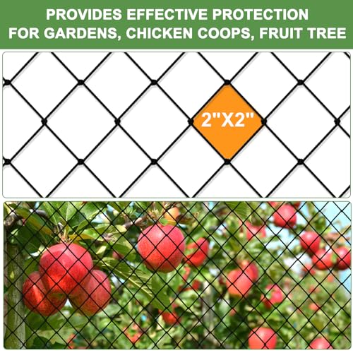 Bird Netting 50'x50' Heavy Duty Nylon Net with 2" Mesh, Chicken Netting - size: 2", 50' x 50'