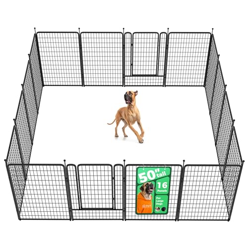 FXW Rollick Dog Playpen, Indoor, Yard & RV Camping, 50" H, 16 Panels - color: Black, size: 50"H