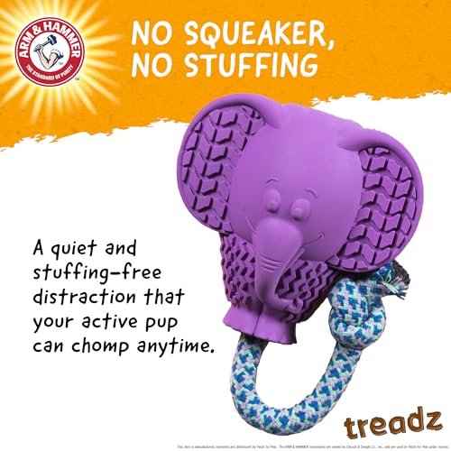 Arm & Hammer Super Treadz Baking Soda Dental Dog Chew Toy, Large, Elephant - size: Large (Pack of 1), style: Elephant