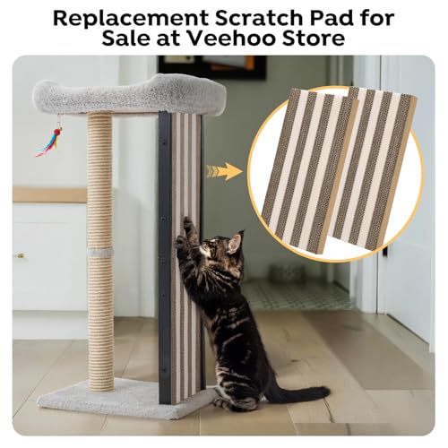Veehoo 35" Tall Cat Scratching Post for Indoor Cats, Sturdy Cat Scratch Pad