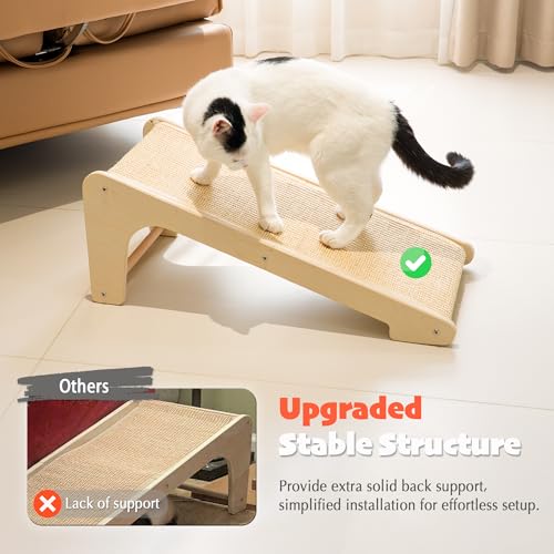 PETKARAY L Shape Cat Scratcher, Sisal Kitty Scratching Ramp, Vertical Scratch Pad for Indoor Cats, 25.2" Furniture Protector with Catnip, Classic - color: Classic