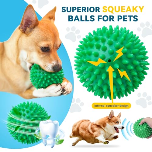 SHARLOVY 4.5'' Squeaky Dog Toy Balls for Large Breeds,Durable Spiky Ball - size: XL Large Set of 2