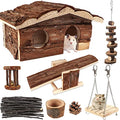 17 Pack Hamster Chew Toys, Wooden Cage Accessories with House & Food Bowl