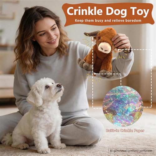 YZHDUXIU Highland Cow Dog Toy, Squeaky Dog Toys Stuffed Plush Puppy Toy - color: Brown Cow