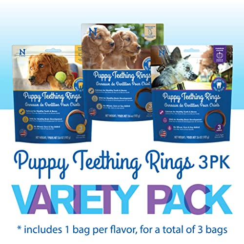 N-Bone Puppy Teething Rings Bag Variety Pack, Chicken & Pumpkin & Peanut Butter Flavor,10.8-oz, 9 Rings, 3 Count (Pack of 2) - size: 21.6 Ounce (Pack of 2)