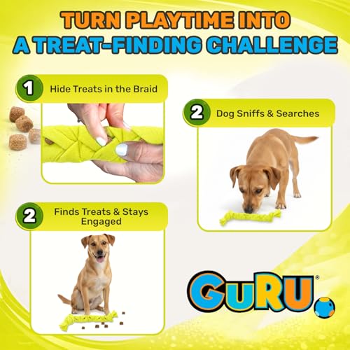 GURU Pet Squeaking Tennis Snuffle Rope Dog Toy with Braided Design - Snuffle Rope for Durable Play - Interactive Dog Toy with Squeakers & Treat Hiding for Stimulation - Dog Snuffle Toy for Active Pets - style: Small