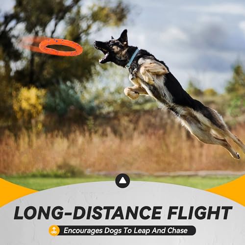 FUSOTO Dog Ring Toy, Indestructible Flying Discs for Throwing Catching - color: Orange - φ9 inches