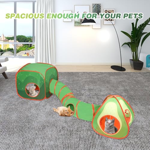 Rypet Cat Toy Tunnel and Cubes Bundle, Play Tubes for Indoor Cats, Green - color: Green