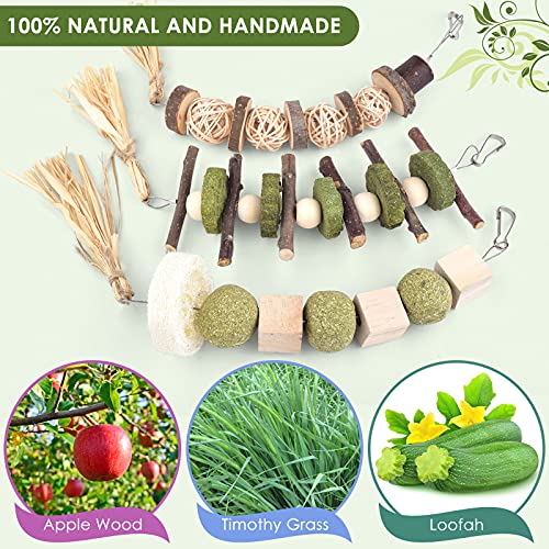 Bissap 3PCS Bunny Chew Toys, Natural Hanging Molar Treats for Small Pets - size: 3 PCS