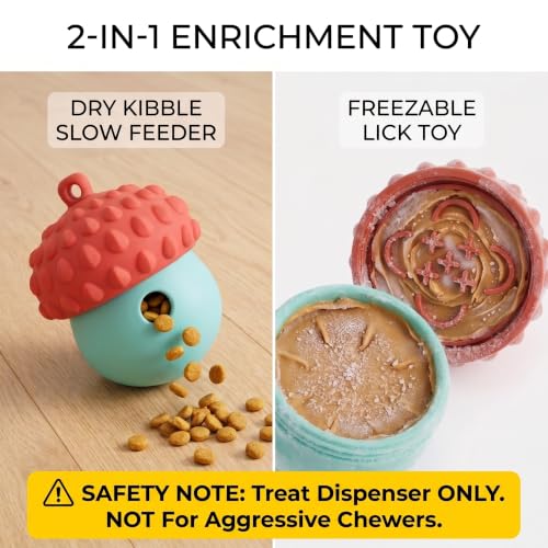 Dog Toy Treat Dispenser, Slow Feeder Puzzle (Reddish Blue) - color: reddish blue