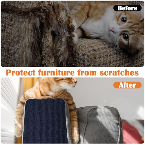 Cat Scratch Furniture Protector - 100" x 13.8" Trimmable Self-Adhesive Cats Claws Scratch Pads, DIY Cat Climbing Couch Protector for Scratch Post Cat Tree Replacement Indoor (Dark Blue) - color: Dark Blue, size: 13.8" x 100"