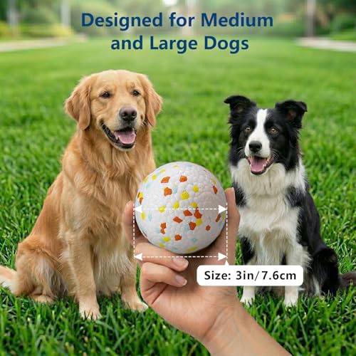 E-TPU Dog Balls, Tough High-Bounce Floating Fetch Toys, 2 Sizes - color: White & Orange (4-Pack), size: Medium (3" diameter)