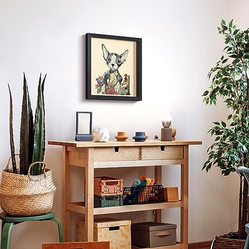 Empire Art Direct Sphynx Dimensional Collage Handmade by Alex Zeng Framed Graphic Cat Wall Art Ready to Hang, 17 in. x 17 in. x 1.4 - color: Gray, size: 17"L x 17"W