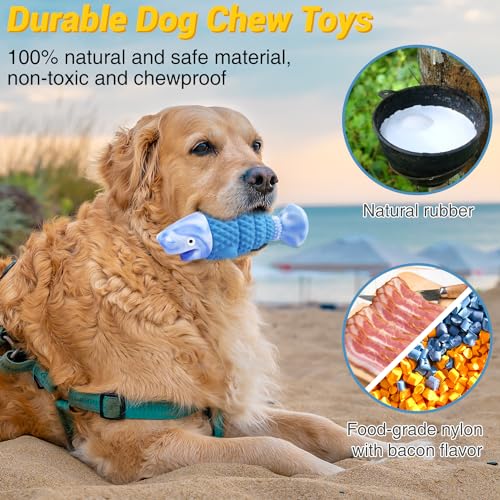 WinTour Tough Dog Toys for Aggressive Chewers, Indestructible Dog Chew Toys - color: Blue Shark