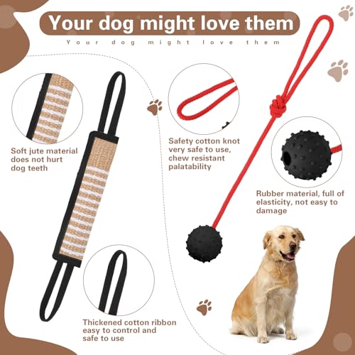 Leyndo 4 Pcs Dog Training Sleeve Set with Tug Pillow Stick Ball, Black - color: Black