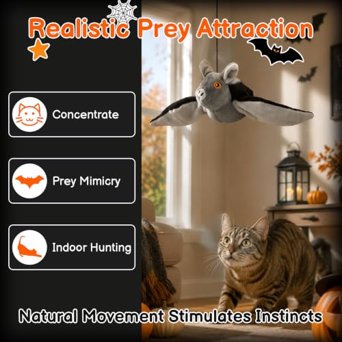 Flying Bat Dog Toy, Flying Bat Toy for Dogs, Flapping Bird Interactive Cat Toy, Cute Flapping Wings Electric Teasing Cat/Dog Toy, Hanging and Ground Play