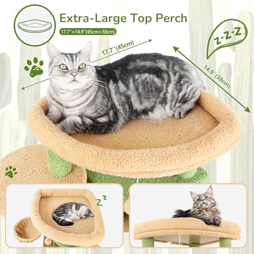 Globlazer 66in Cactus Corner Cat Tree for Indoor Large Cats, C66, Green - color: Cactus Green, size: 66inch