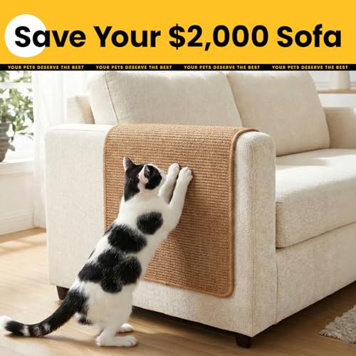 Conlun Cat Scratching Pad, 27.5x35.4in Sisal Mat Couch Protector - color: Brown, size: 1 Pack-XL (35.4'' X 27.5")