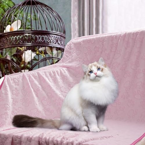 Stuffed Premium Soft Dog Blanket, with Flannel Pink Cute Paw Print, Cat Blanket Puppy Supplies Dog Products Stuff Essentials(Pink 32x40 inches) - color: Pink, size: M(32x40")