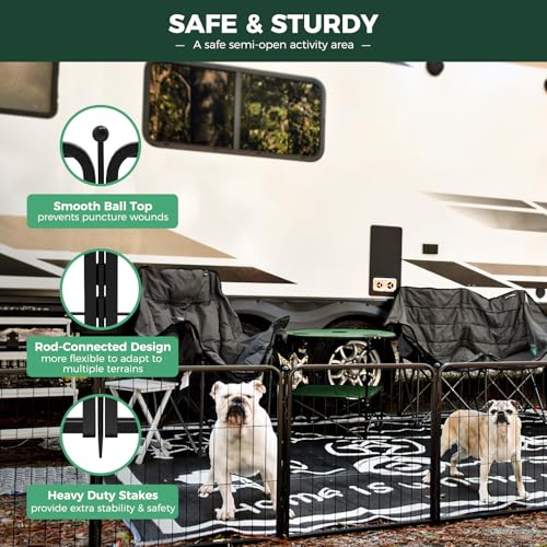 FXW Rollick Dog Playpen, Indoor, Yard & RV Camping, 24" H, 48 Panels - color: Black, size: 24"H