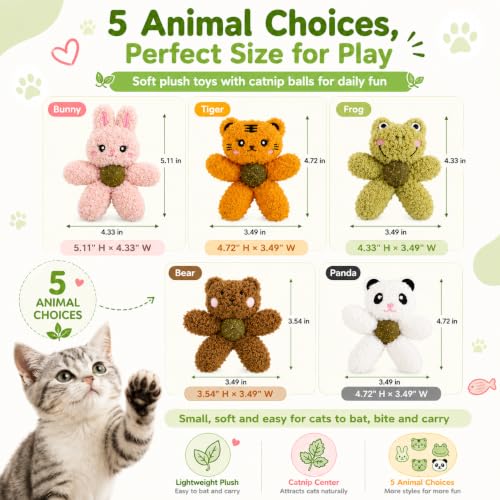 Cat Toys with Catnip Kitten Chew Bite Supplies Boredom Relief Fluffy Kitty Teeth Cleaning Chewing Cat Lovers Interactive Plush Gift (Rabbit&Panda) - color: Rabbit&Panda