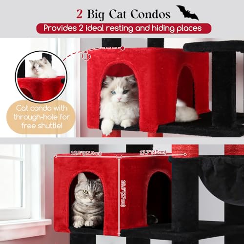 Globlazer 82in Gothic Extra Large Cat Tree for Indoor Cat Large Adult, S82 - color: Black Red