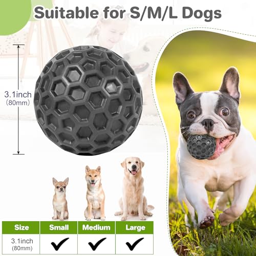 DISSKNIC Indestructible Squeaky Dog Balls, Dog Toys for Aggressive Chewers Large Breed for Relieving Anxiety, Tough Dog Chew Toys Balls for Aggressive Chewers, Outdoor Squeaky Dog Toys for Large Dogs - color: Black, size: Large