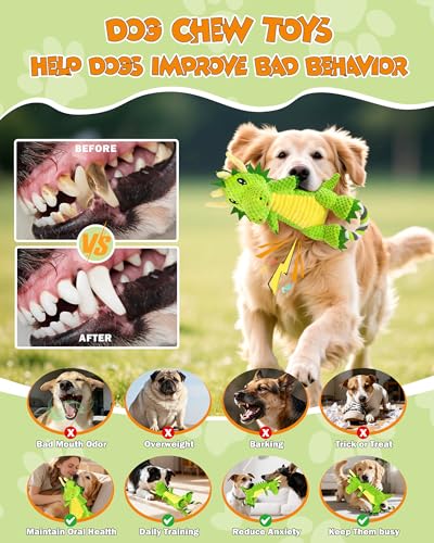 Jeefome Interactive Squeaky Dog Chew Toy,Plush Dog Rope Toys for Small Medium and Large Dogs,Tug of War Dog Toys to Keep Them Busy,Training Reward Gift,Teeth Cleanin - color: Light Green