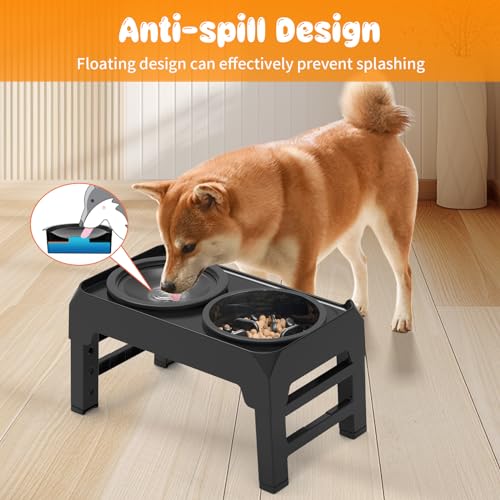 URPOWER Raised Dog Bowls 4 Height Adjustable Elevated Bowl Stand - color: Matte Black