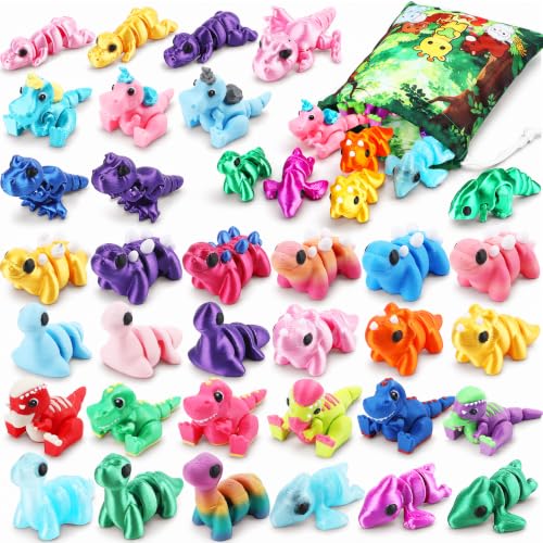 SCIONE 36 Pcs 3D Printed Dinosaur, Cute Desk Pets for Kids - style: 36-Dinosaurs