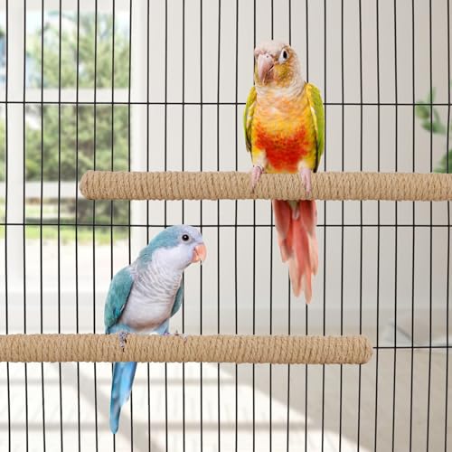 Hypeety Bird Perch Stand Natural Wood Parrot Hemp Rope Perch, 11.81''/30cm