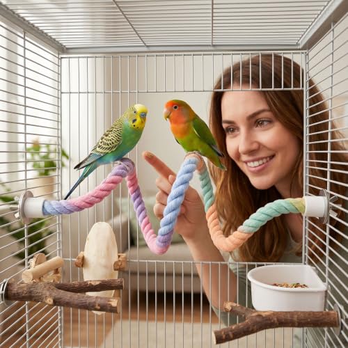 2 Pcs 31.5 Inch Bird Rope Perch Gradient Bendable Flexible