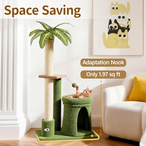 41" Cat Tree Tower Condo Scratch Post Stand for Indoor Small Cats - color: Emerald Green, size: 41 in