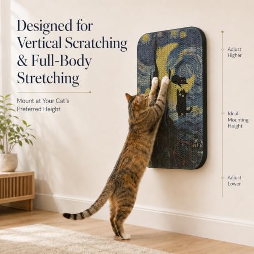 Cat Wall Scratcher, Art Cat Scratching Board for Indoor Cats - color: Starry Night