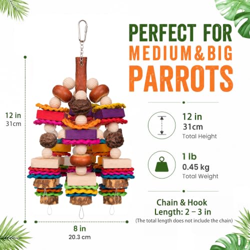 Large Parrot Toys for African Greys, Macaws, Cockatoo, Bird Chewing Toys
