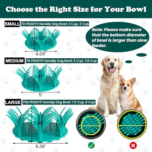 PEGGY11 Grass-Shaped Silicone Slow Feeder Insert for Dog Bowl - size: 4.09'' x 4.09''