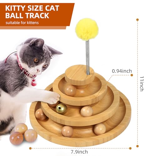 DoogCat Cat Ball Track Toy,Kitty Toys Roller,3-Level Ball Tower with 9 Removable Balls,Interactive Cat Toy, DIY Circle Fun Toy for Kitten Mental Physical Exercise - Medium Size - size: Medium - Standard