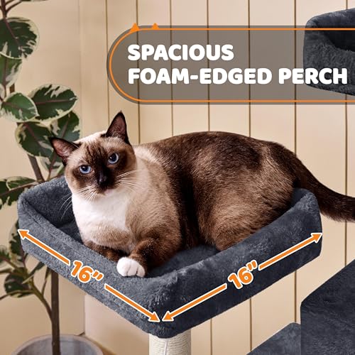 Yaheetech 59in Cat Tree Large Cat Tower with Scratching Posts, Pet Play House Climber Activity Center with Condo and Anti-Dump Device for Kittens/Cats, Dark Gray - color: Dark Gray