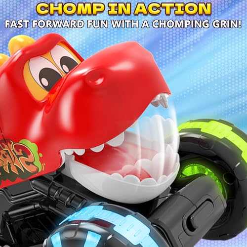 Intoypad Red Chomping Dino Monster Truck Toy – Press and Go Car Truck - color: Red