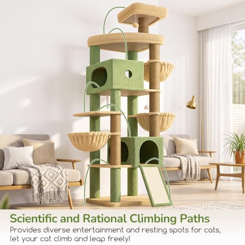 Globlazer Cactus Extra Tall Cat Tree for Large Cats, Heavy Duty Tower, F83C - color: Green
