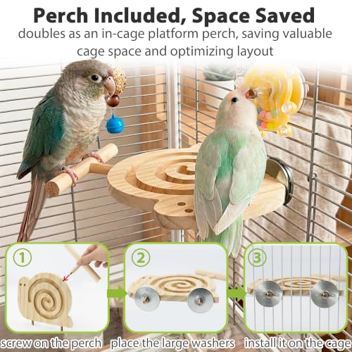 Bird Foraging Toys with Perch, for Novice/Older/Slow-Learning Birds - size: no mirror