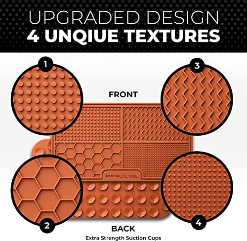 Pup Culture Dog Lick Mat for Dogs (2 Pack), Feeding Pad for Anxious Pets Plus 4 Different Puzzles for Mental Stimulation for Dogs - Supports Mental, Dental, and Digestive Health - Heavy Duty - color: Orange, size: 2 Pack