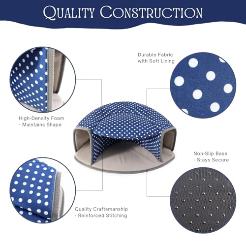 Guinea Pig Hideout Tunnel Bed, Washable Soft Small Animal Hideaway for Ferret, Chinchilla, Dwarf Bunny - House Pet Cage Accessory - color: Blue