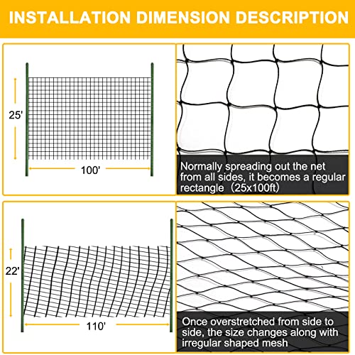 BSTPCOO Bird Netting 25'x100' with 2.4" Square Mesh Chicken Coop Nettings - size: 25'×100'-2.4''