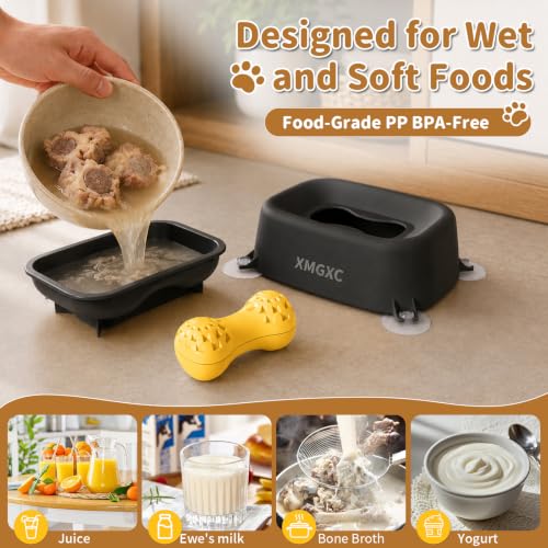 Dog Lick Bowl Slow Feeder with Rolling Log & Suction Base - color: Black