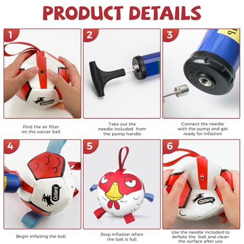 QDAN Small Puppy Dog Soccer Ball with Straps, Durable Herding Toys, 5 Inch - color: Red, size: 5 Inch