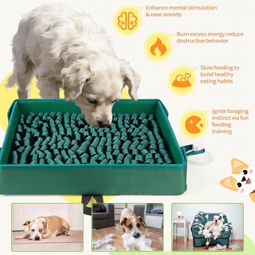 Liitrton Dog Snuffle Mat, Interactive Slow Feeding Sniff Mat for Dog, Green - color: Green