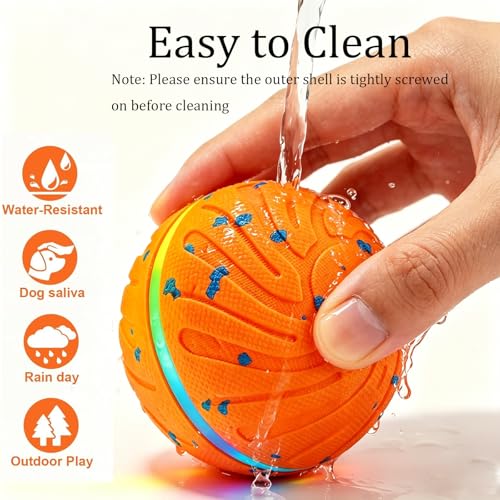 Interactive Dog Ball Toy, 3 Play Modes Smart Moving Bouncing Dogs Ball - color: Orange